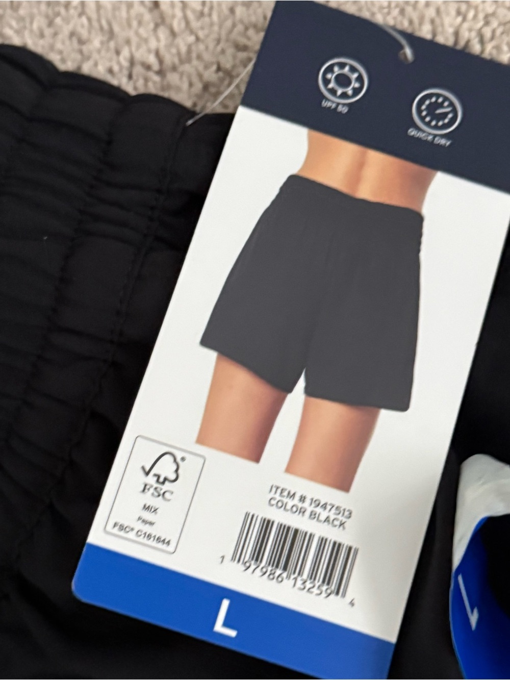NWT LANDS' END Women L XL 14 16 BOARD SHORTS Swim Surf Beach Panty BLACK - Picture 4 of 8